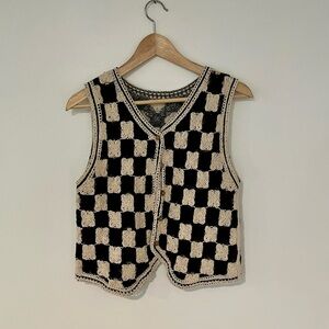 Pipe & Row Checkered Knit Vest